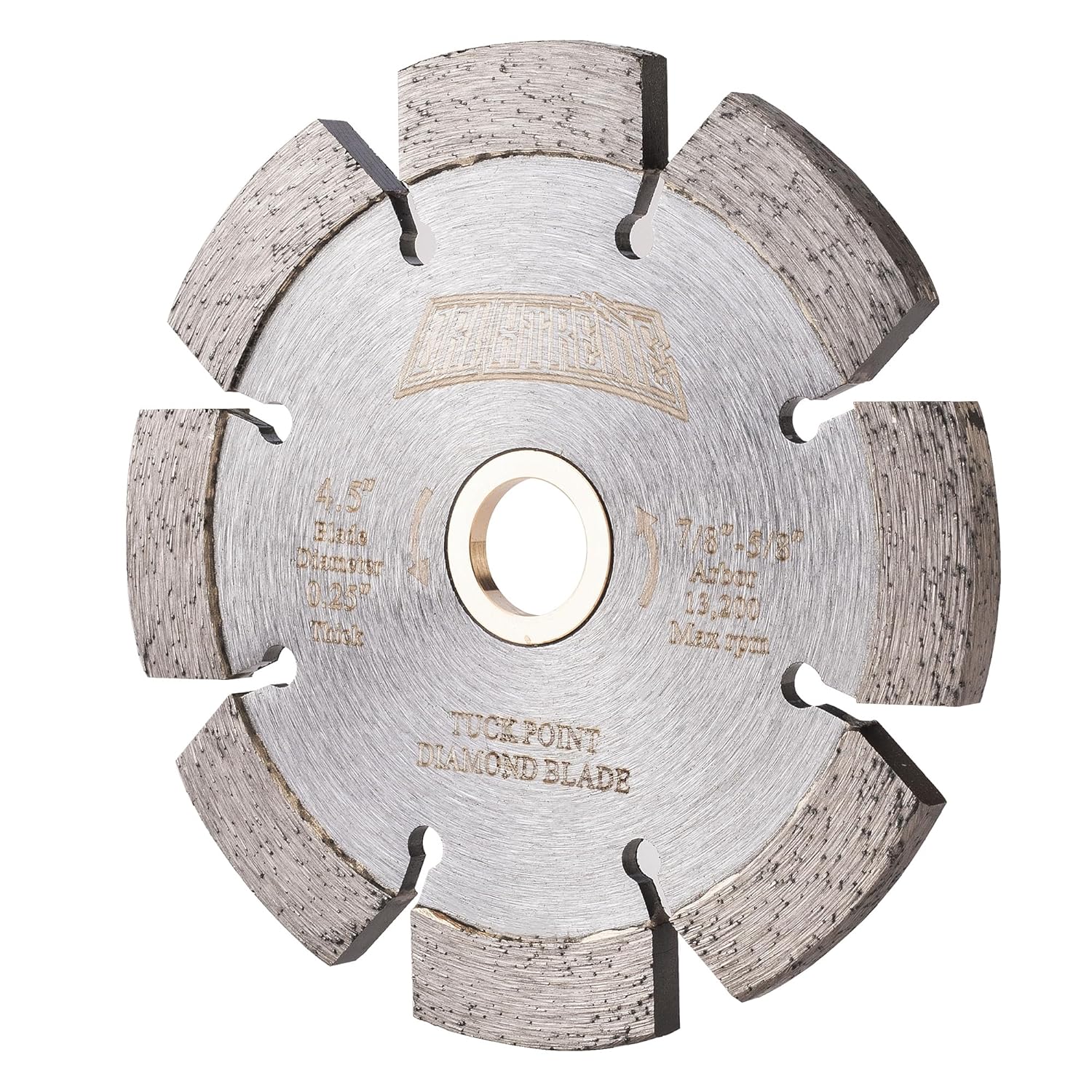 4.5" Diamond Tuck Point Blade for Mortar Joint Removal,1/4" Segment Width, 7/8"-5/8" Arbor