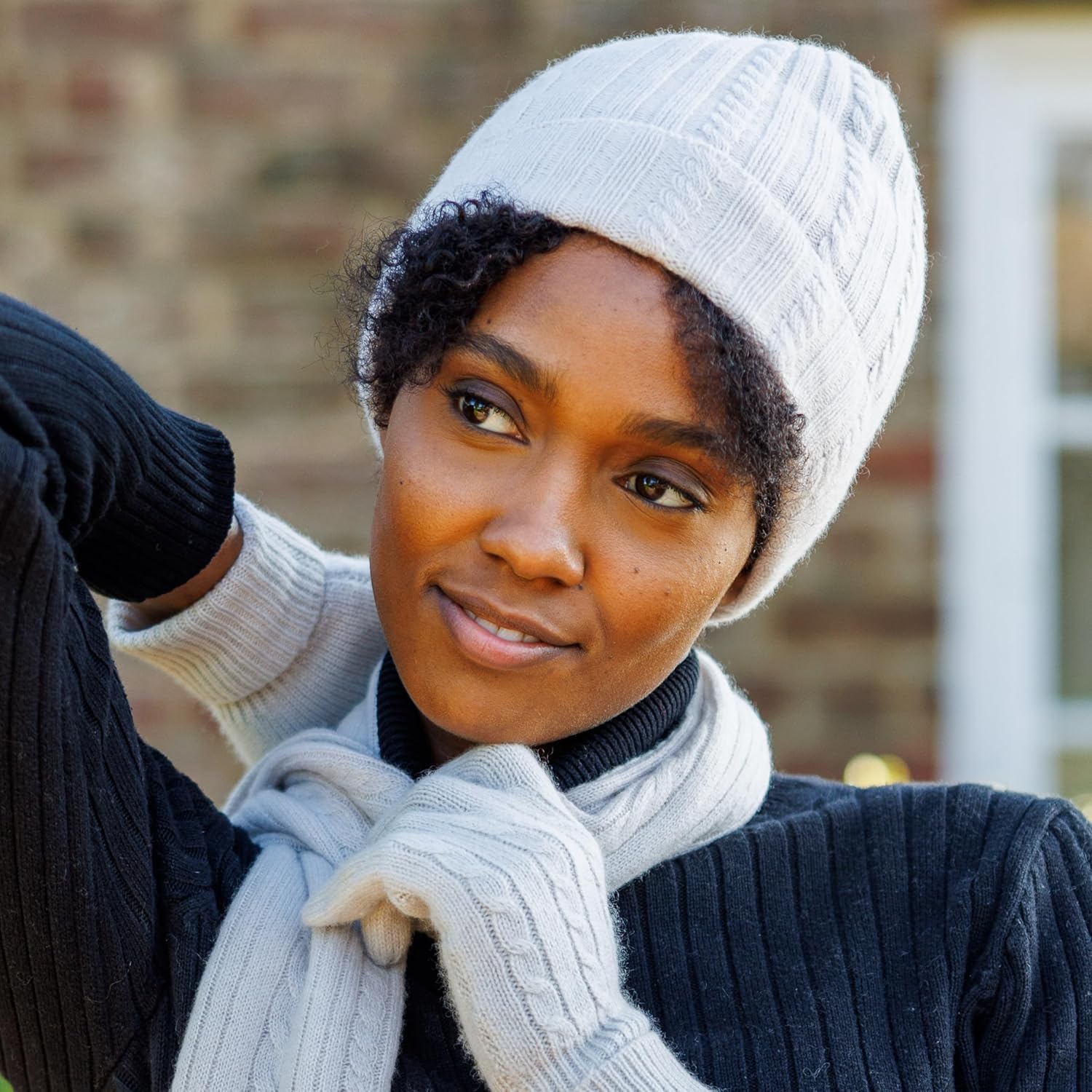 Fishers Finery Women's 100% Pure Cashmere Cable Knit Hat; Super Soft; Cuffed - Image 4