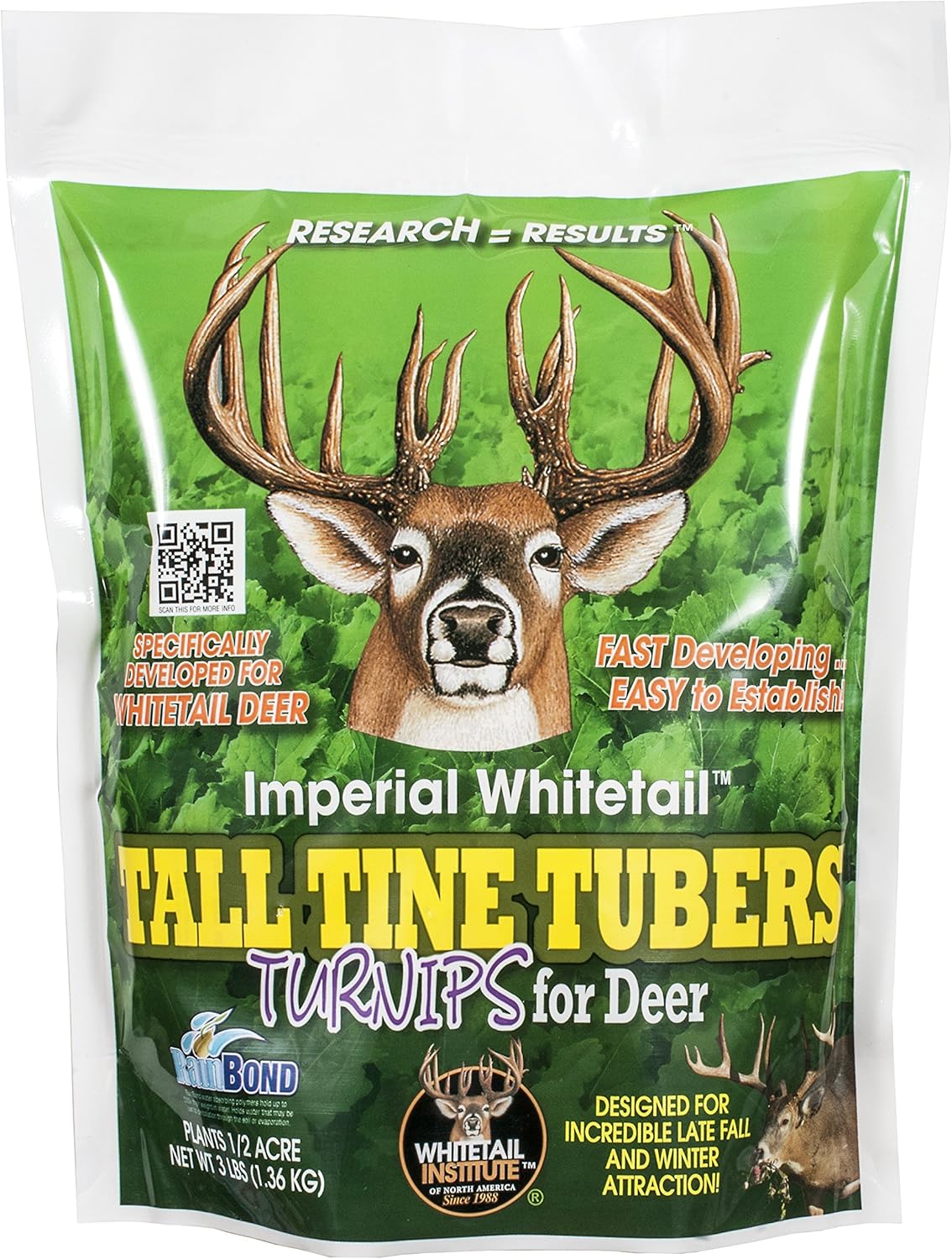 Whitetail Institute Tall Tine Tubers Deer Food Plot Seed - Drought-Resistant Turnips Attract & Hold Deer Fall Winter
