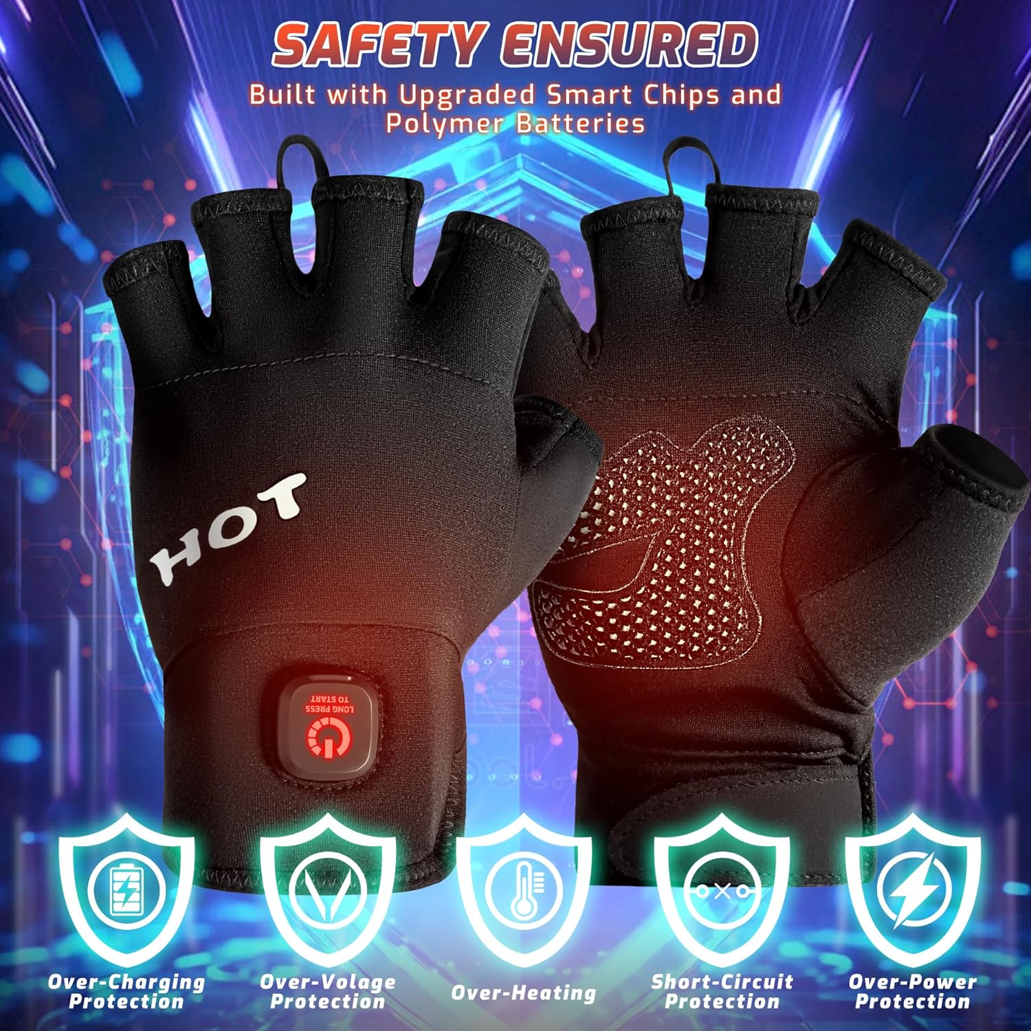 Heated Gloves for Men Women- Rechargeable Electric Full&Half Hands Heated Gloves Outdoor Work Arthritis Pain Relief Hot Compress Hand Warmers for Cycling Skiing Hunting