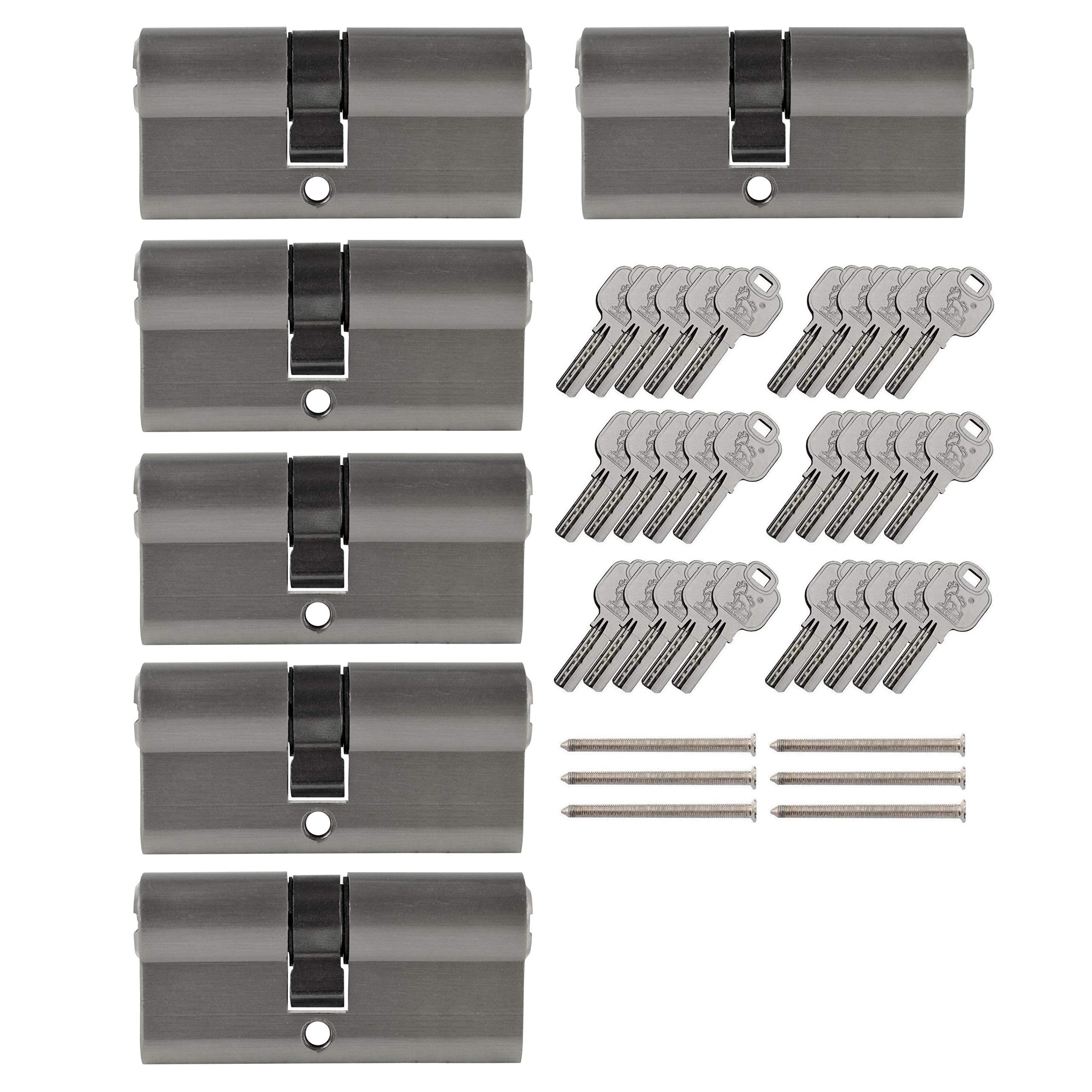 6x Profilzylinder 65 mm 30/35 gleichschließend inkl. 30 Schlüssel