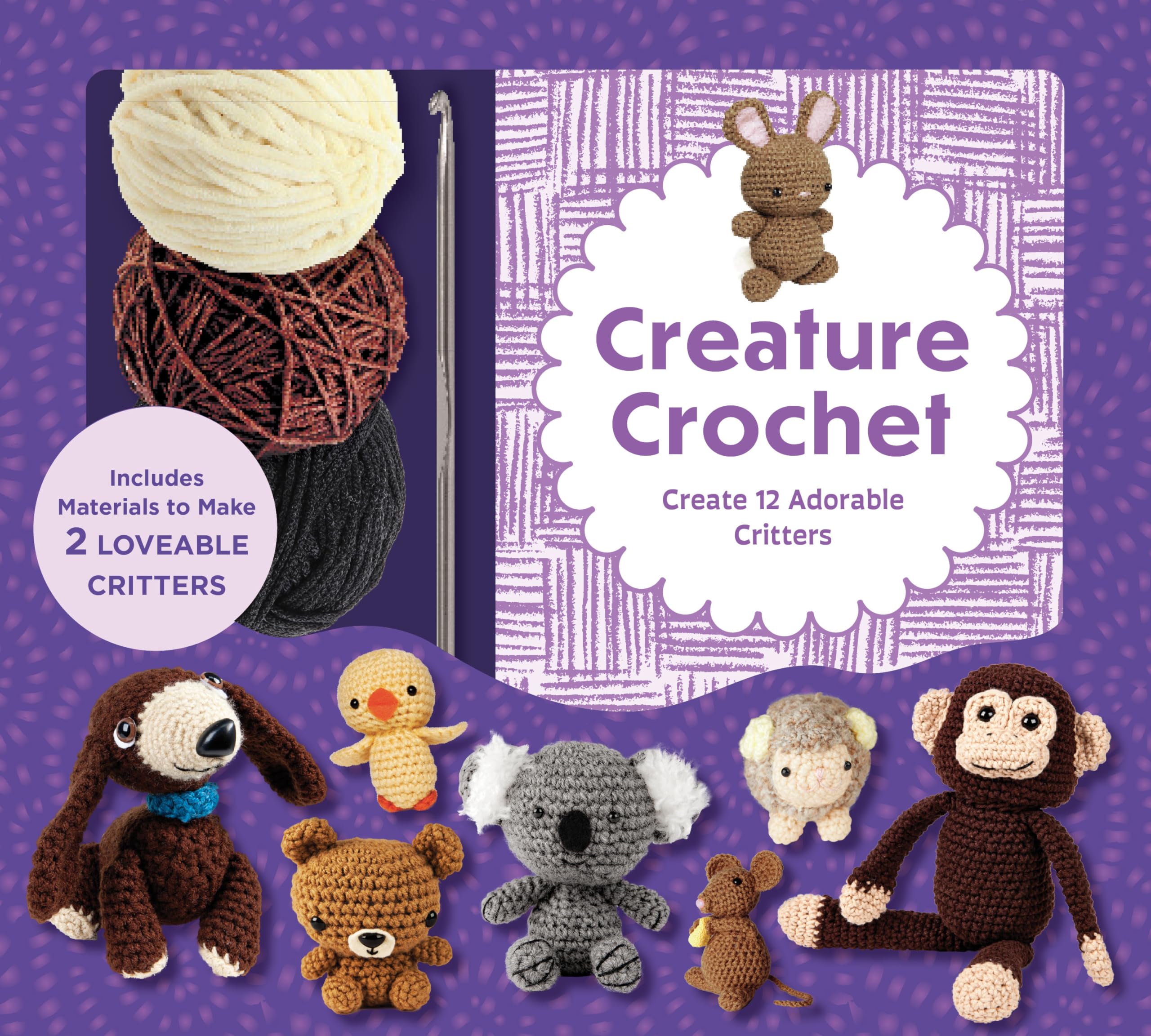 Creature Crochet Kit: Create 12 Adorable Critters - Includes Materials to Make 2 Loveable Critters