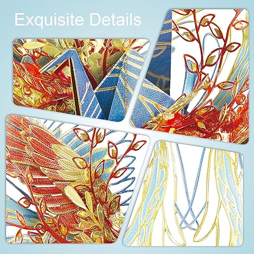 Miniatura 3 de Piececool Rompecabezas de metal 3D, grúas de deseo, amuleto de amor, kit de modelo de metal, rompecabezas de bricolaje, grúas de metal 3D, kits de