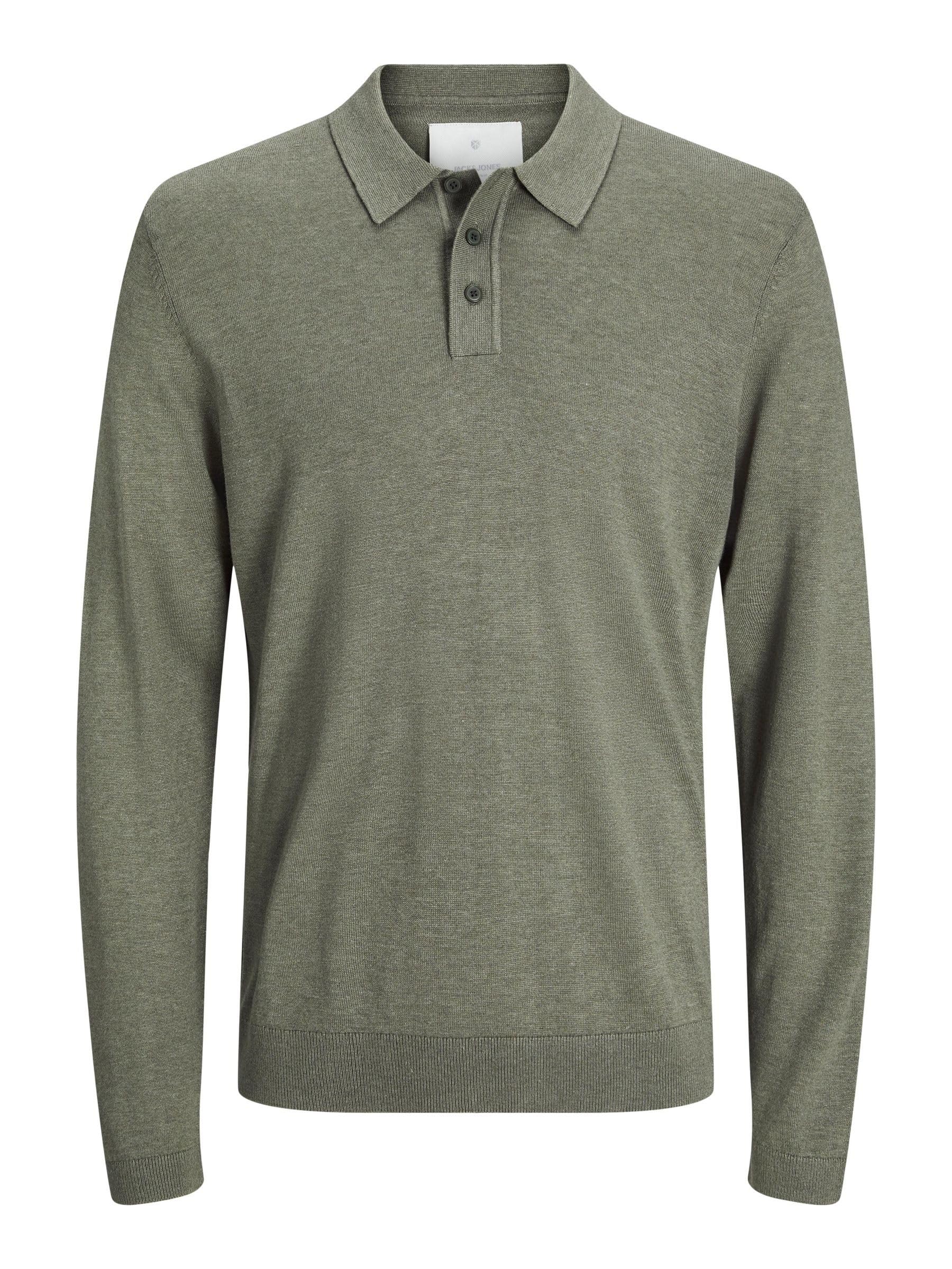 JACK & JONES Men's Jprccigor Knit Ls Polo Sn, Vetiver, M