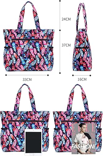 Miniatura 6 de Bolsa de mano de nylon grande ligera para gimnasio senderismo picnic viajes playa impermeable bolsas de mano