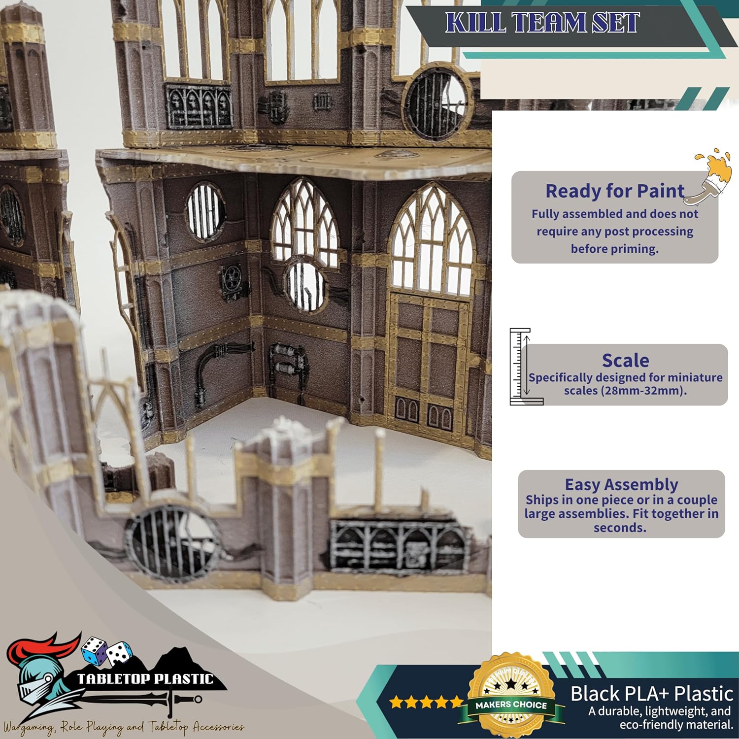 Gothic Sector Terrain Set: 28mm Scale Buildings & Scatter Terrain for 2000-Point Competitive 40k Games (Kill Team)
