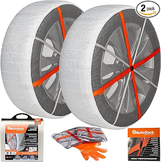 AutoSock for Passenger Vehicles HP697, Snow Socks for Tires, Pack of 2