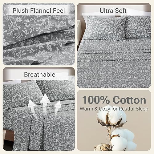 Vista 136 de True North by Sleep Philosophy - Juego de ropa de cama acogedora de franela 100% algodón, estampado de animales y estrellas, lindo, ultrasuave