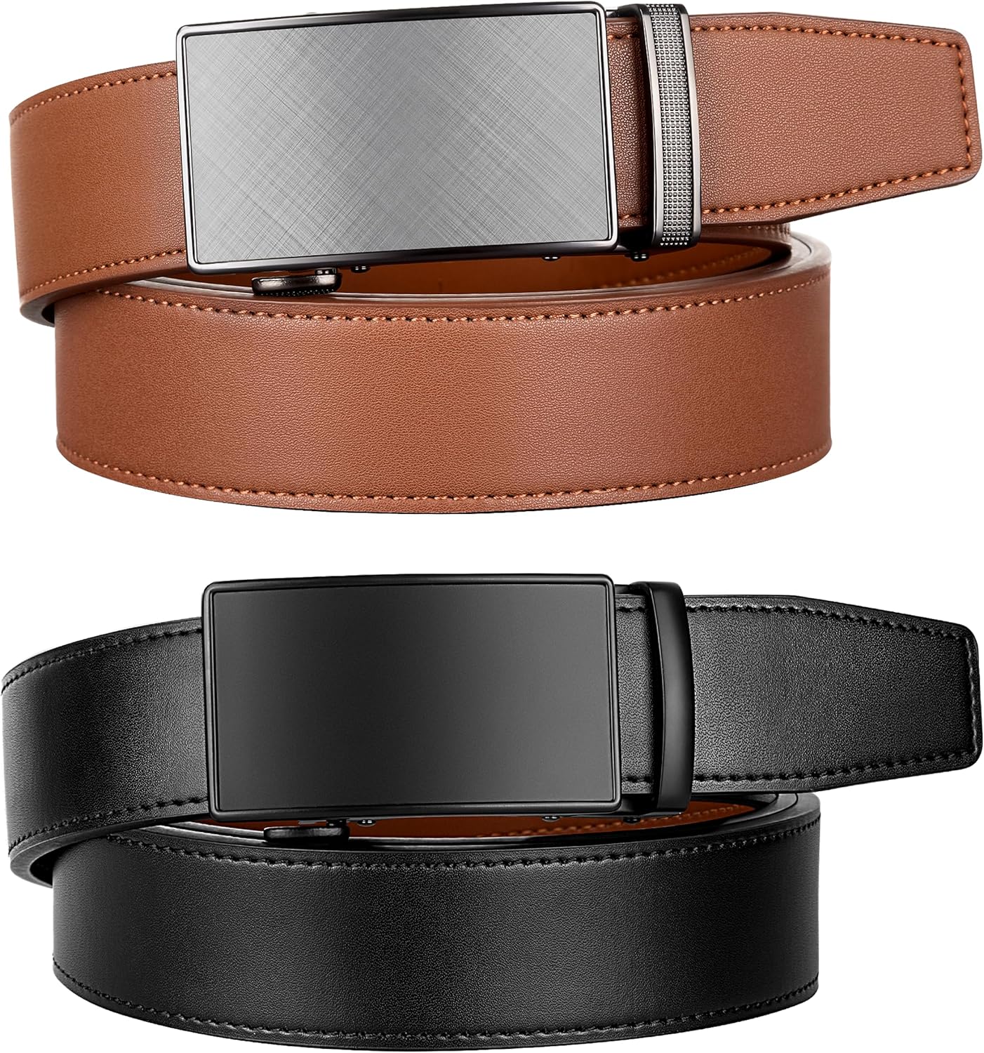 Zitahli Ratchet Belt for Men - 2 Packs Leather Mens belt For Gift Men Dress and Casual,Trim to Fit - Image 3