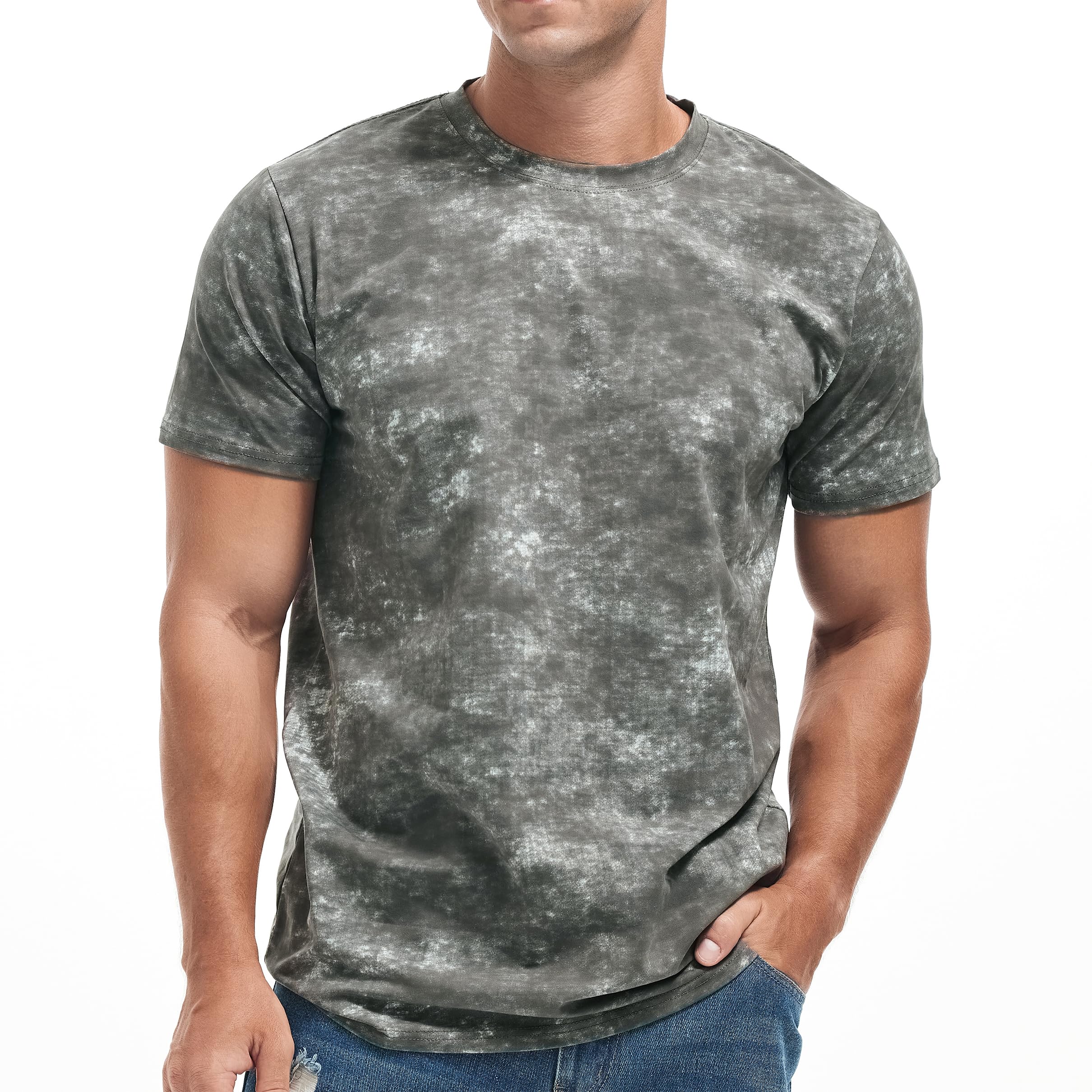USALL Herren Sommer DruckT-Shirt 95% Baumwolle Casual Atmungsaktives Männer T-Shirt Kurzarm