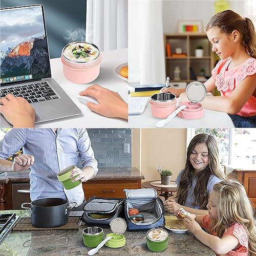 Miniatura 6 de Termo de sopa de 10 onzas con cuchara de boca ancha aislado al vacío frasco de alimentos de acero inoxidable para frutas termo para rondas de comida