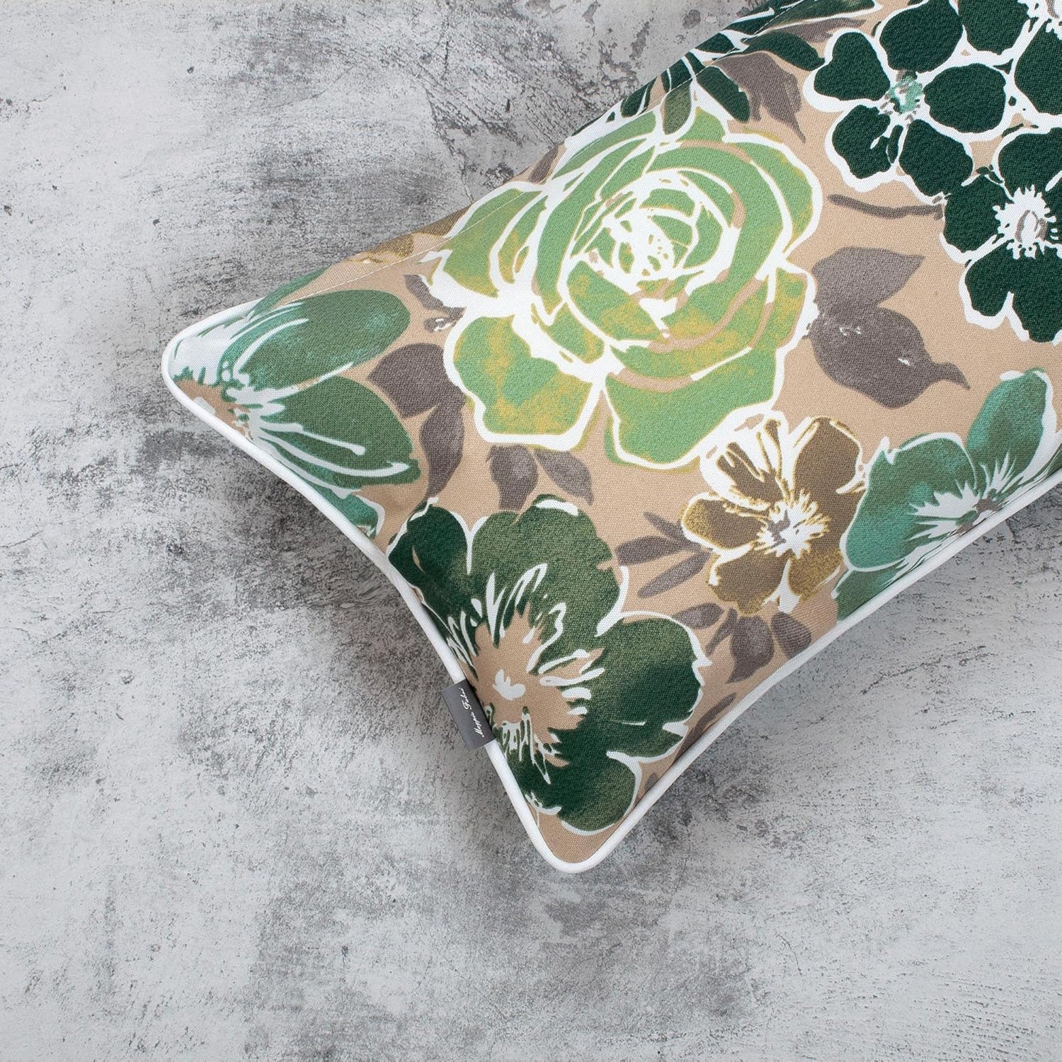 Magpie Fabrics Set of 2 Lumbar Throw Pillow with Insert 12x20 Inch, Outdoor Rectangular Waterproof Home Decorative Toss Cushion for Patio Garden Car Office - Green Floral