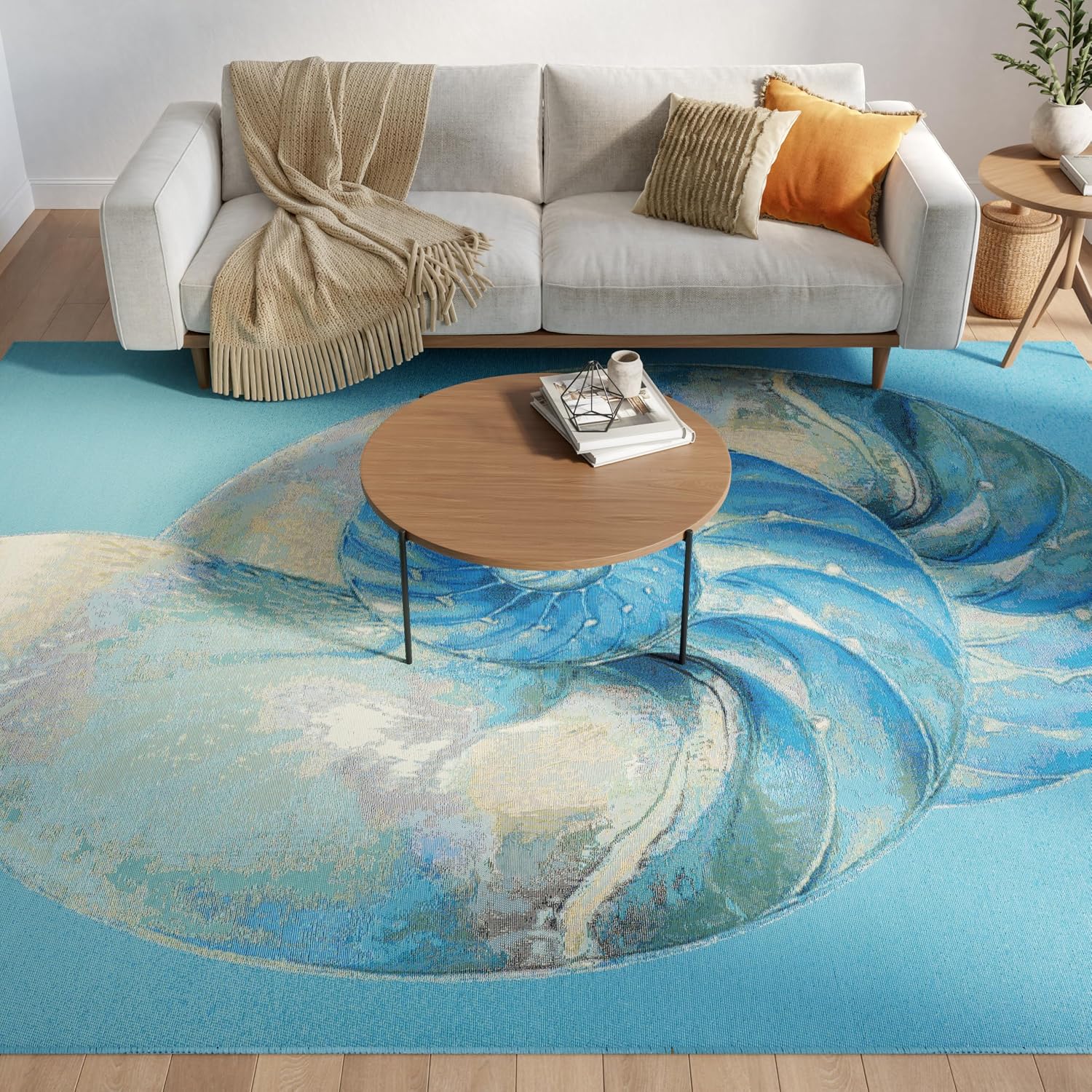 Nourison Home Color Splash Blue Ivory 9' x 12' Area Rug - Easy Clean, Non Shedding, Bed Room, Living Room, Dining Room, Kitchen (9' x 12')