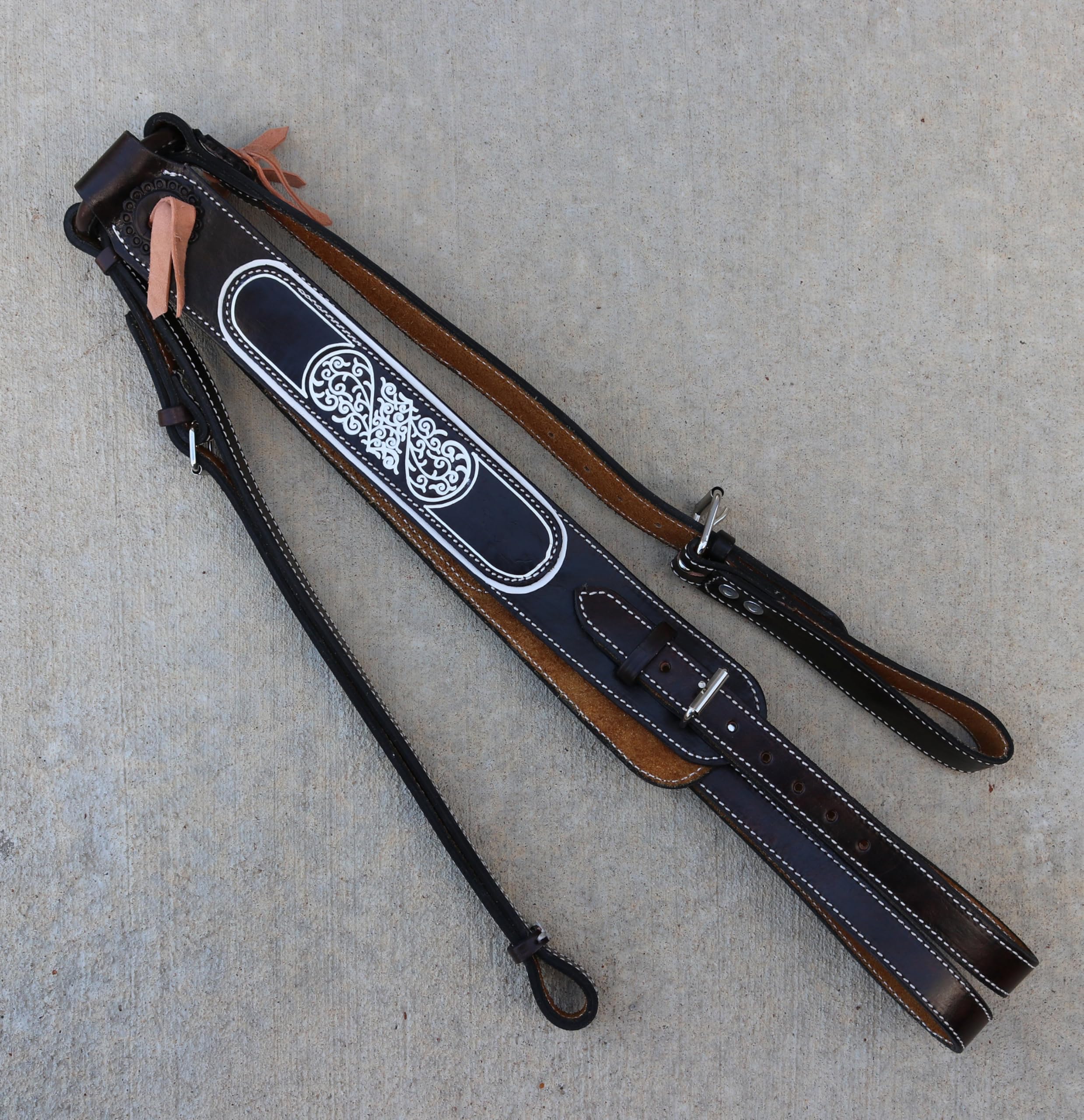 M-Royal Saddles Cafe Pecho Pretal Pintada Charro Lienzo