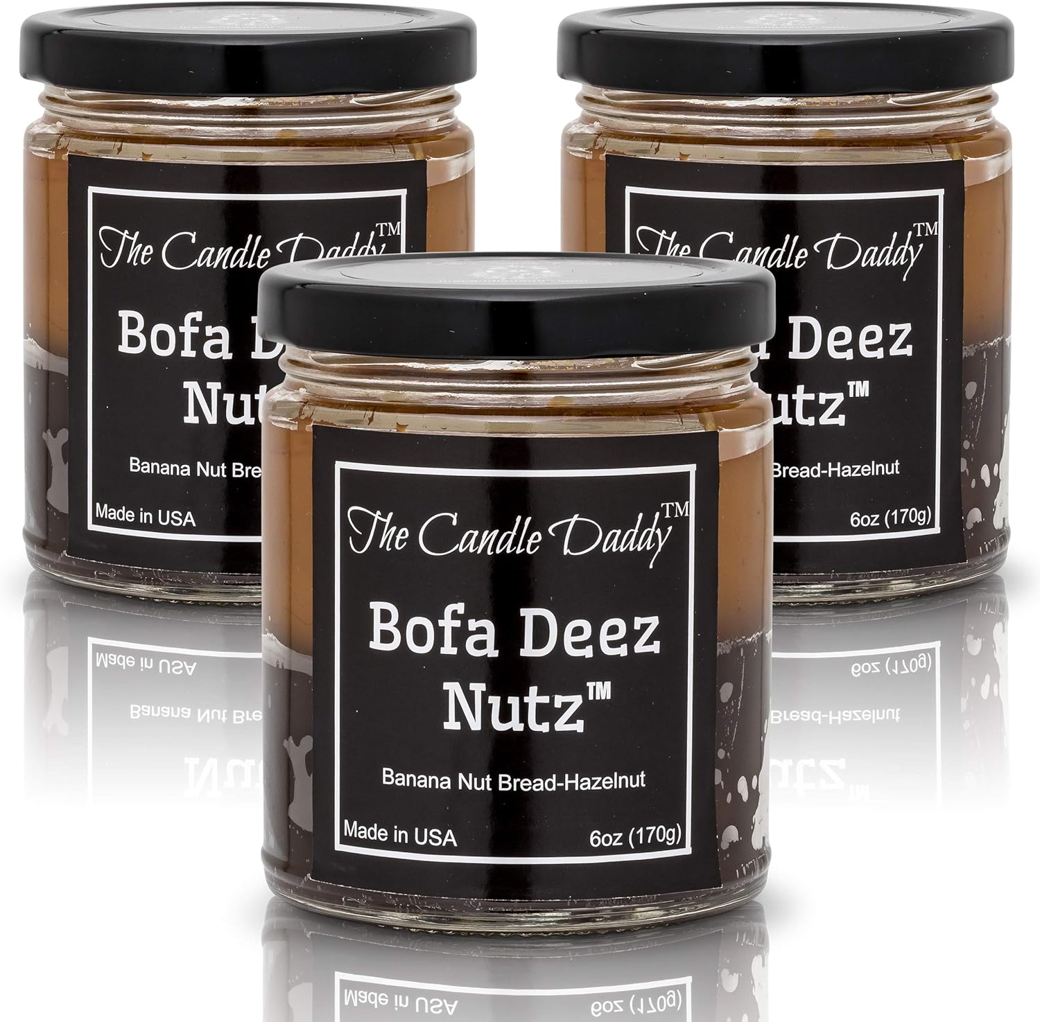 3 Pack Candles- Bofa Deez Nutz- Funny Banana Nut Bread/Hazelnut Scented