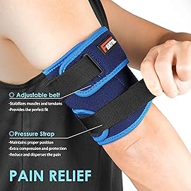 FEATOL Bicep Tendonitis Brace Compression Sleeve Support, Upper Arm Brace Tricep Bicep Support Bands for Men and Women, Arm Wrap Pain Relief for Muscle Strains and Inflammation (Blue, X-Large)