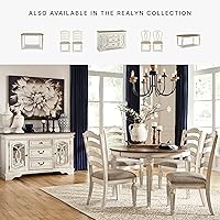 Vista 9 de Signature Design by Ashley Realyn - Silla tapizada para comedor, 2 unidades, color blanco antiguo