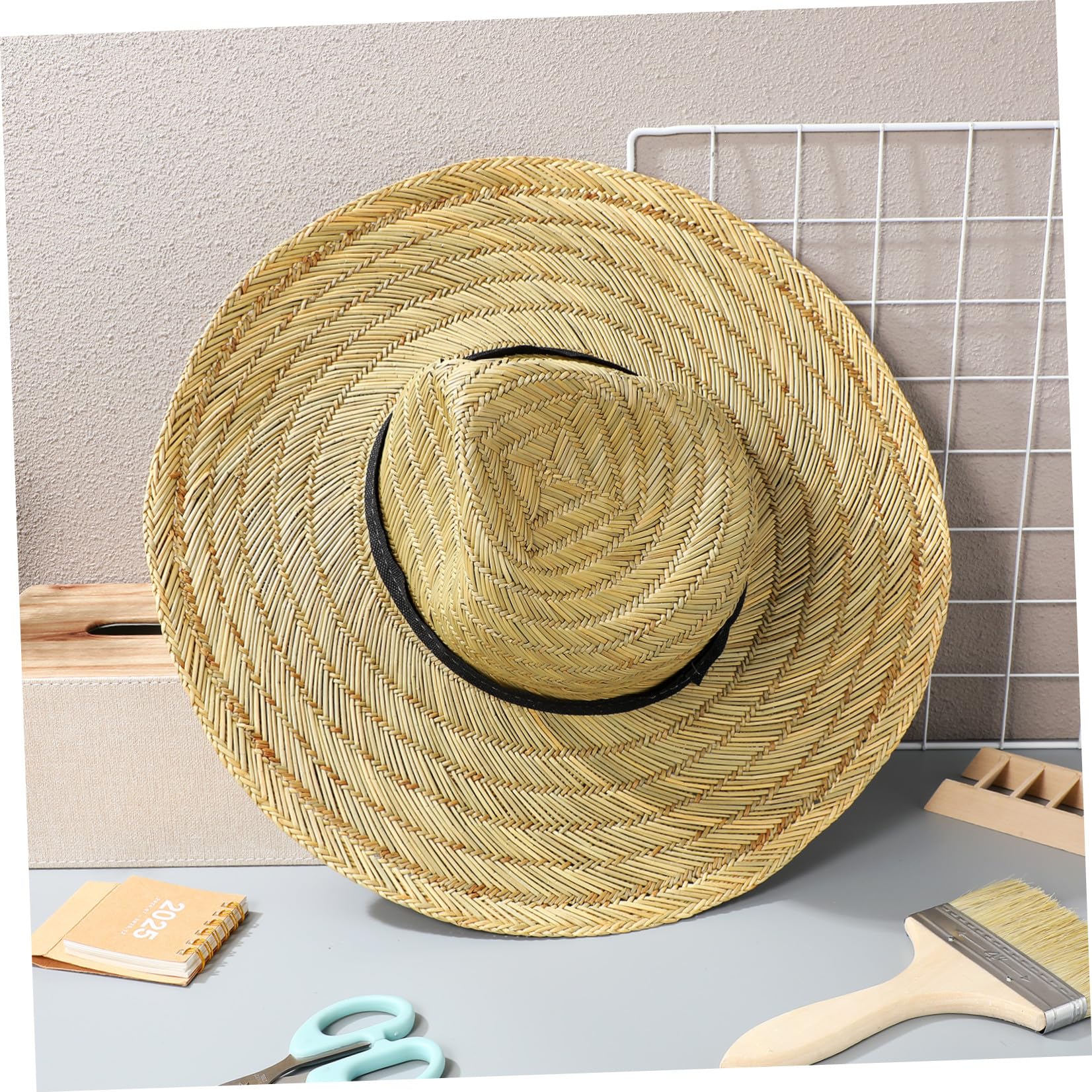 Toyvian Cappello da Sole in Paglia per Uomo con Ampia Falda, Protezione UV e Design Estivo per Escursioni e Shopping All'aperto