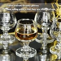 Vista 5 de Juego de 6 mini vasos de chupito de 1.75 onzas, transparentes, súper lindos, perfectos para degustar brandy - Snifters de vidrio