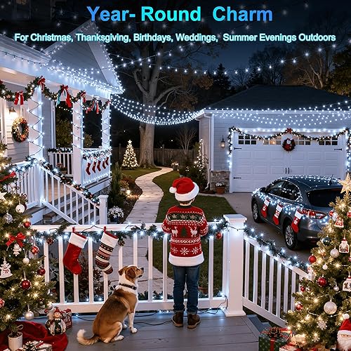 Miniatura 6 de Guirnalda de luces navideñas de 750 LED de exterior, 240 pies, 12 modos, temporizador, brillo regulable, impermeables, para árbol de Navidad, patio,