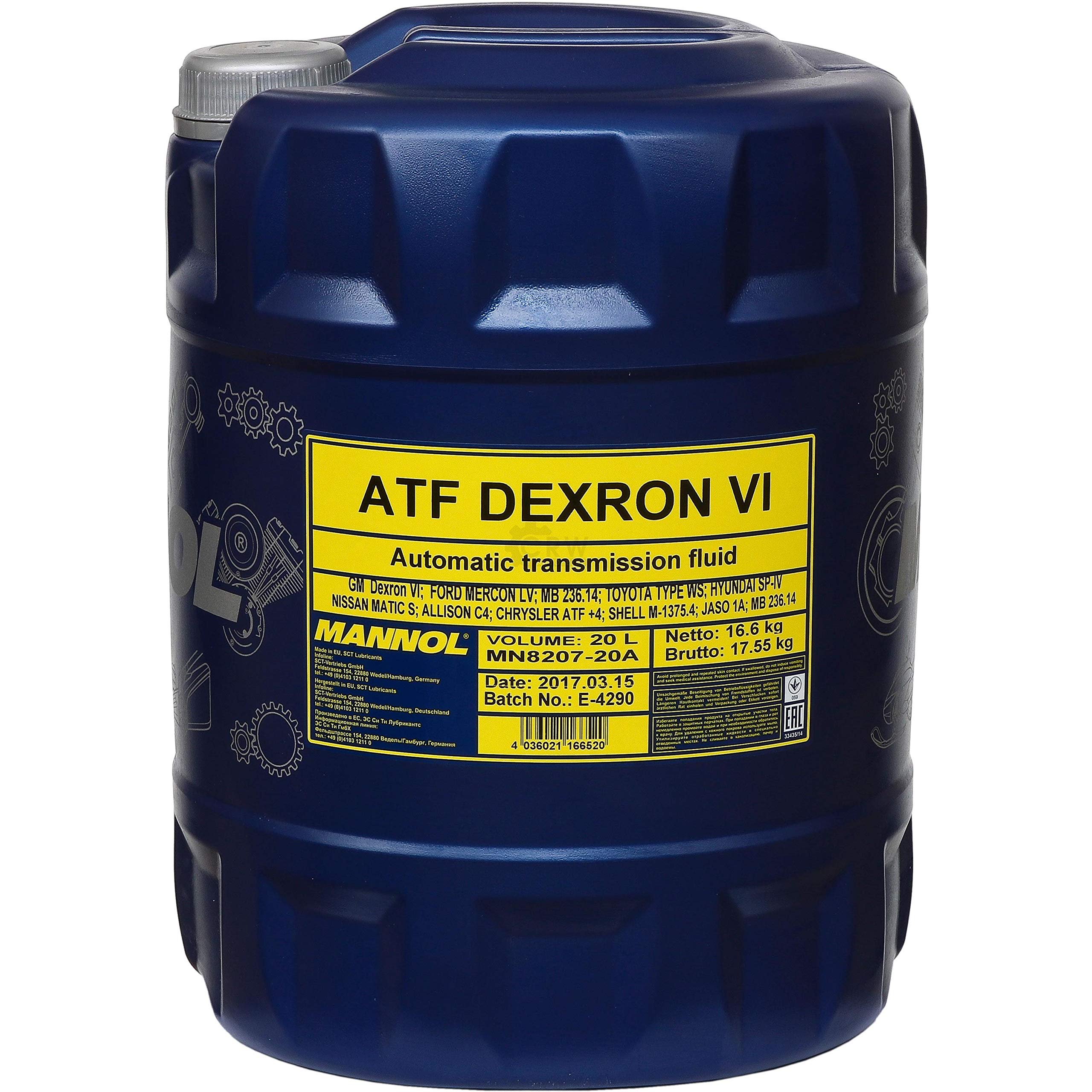 Mannol - Aceite para transmisión automática Dexron VI Gear Oil, 20 litros + grifo de salida
