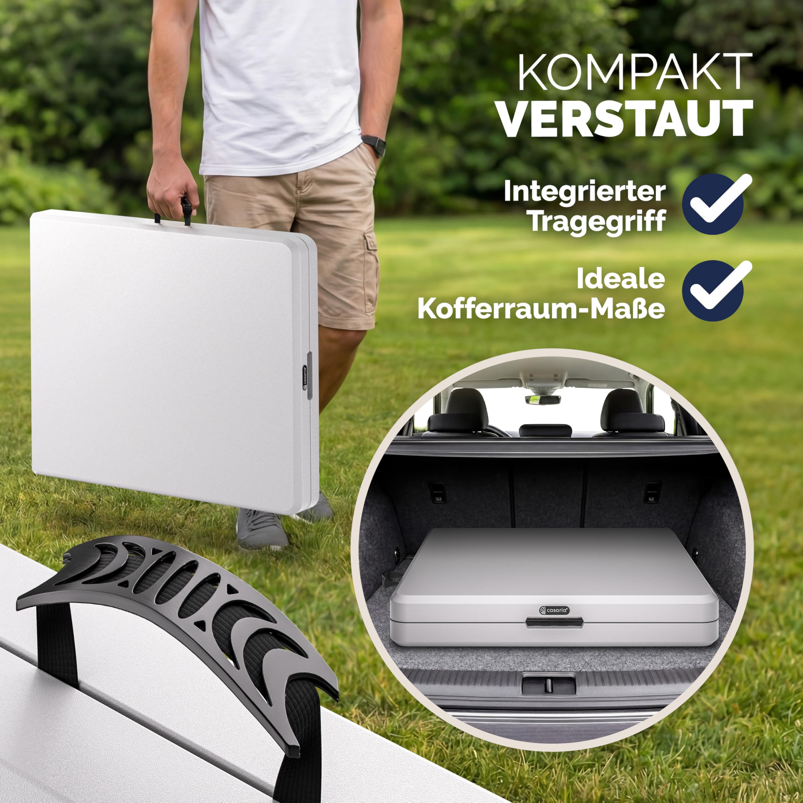 Casaria® 2X Gartentisch 183x76cm Klappbar Wetterfest Tragbar Kunststoff Garten Terrasse Camping Balkontisch Klapptisch Campingtisch Buffettisch Weiß