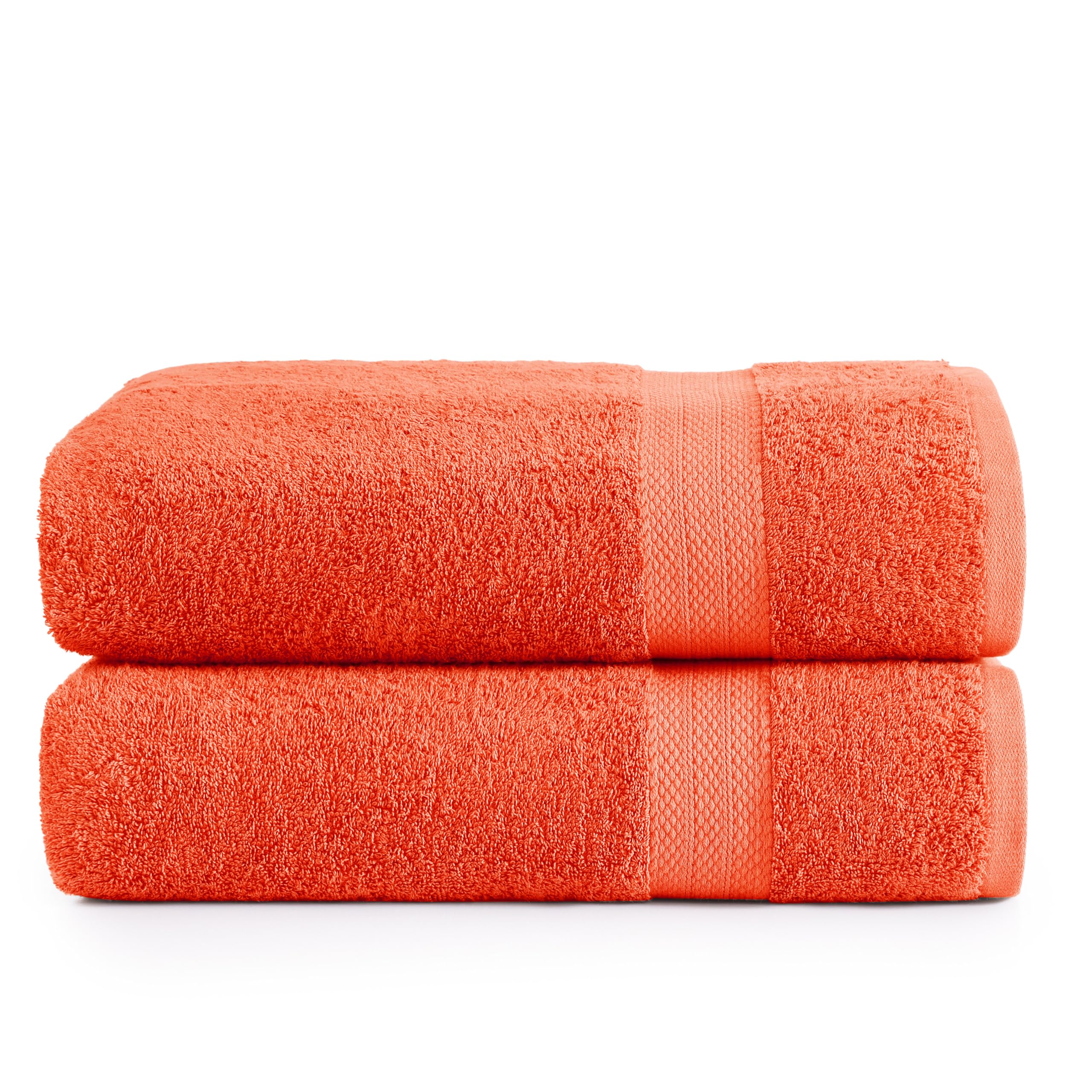 LANE LINEN 100% Cotton 2 Pack Bath Sheets Set (35"x66") - Ring Spun Cotton Extra Large Bath Towels Set - Quick Dry, Soft & Absorbent Oversized Towel Sets - Dorm Essentials for Boys - Tiger Lily