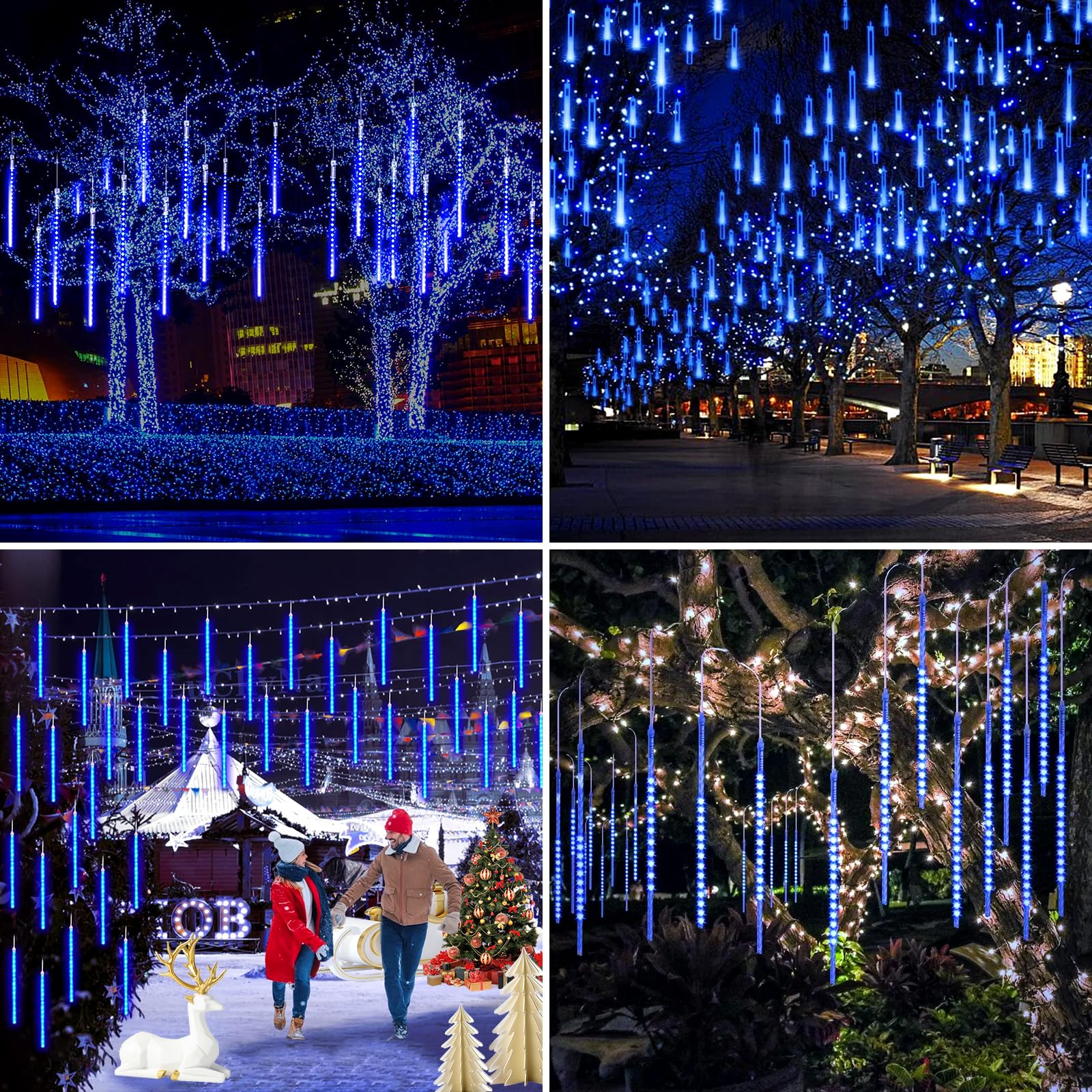 GHONLZIN LED Solar Falling Christmas Lights, 240 LEDs Meteor Shower Rain Lighting - Image 4