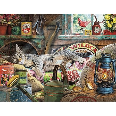 Buffalo Games - Cats Collection - Laid-Back Tom - 750 Piece Jigsaw Puzzle Black,orange,yellow, 24"L X 18"W