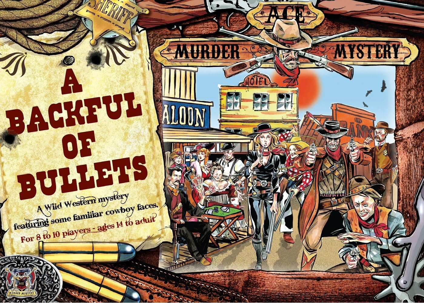 Ace COWBOY Murder Mystery Dinner Party Game : A Backful of Bullets (8-10) A4+ box