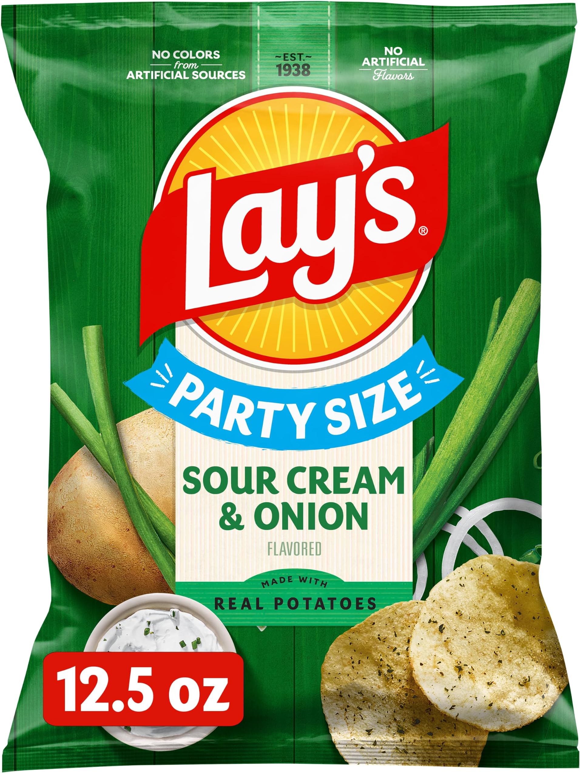 Lay's Potato Chips, Sour Cream & Onion Flavored, 12.5 Oz