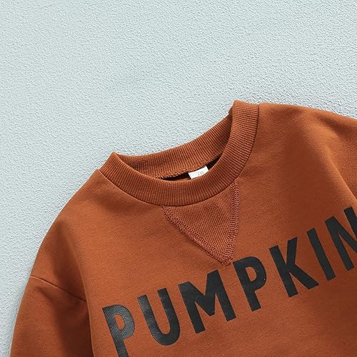 Miniatura 3 de Sasaerucure Conjunto de 2 piezas de sudadera de calabaza y pantalones de manga larga para bebés y niños pequeños para Halloween