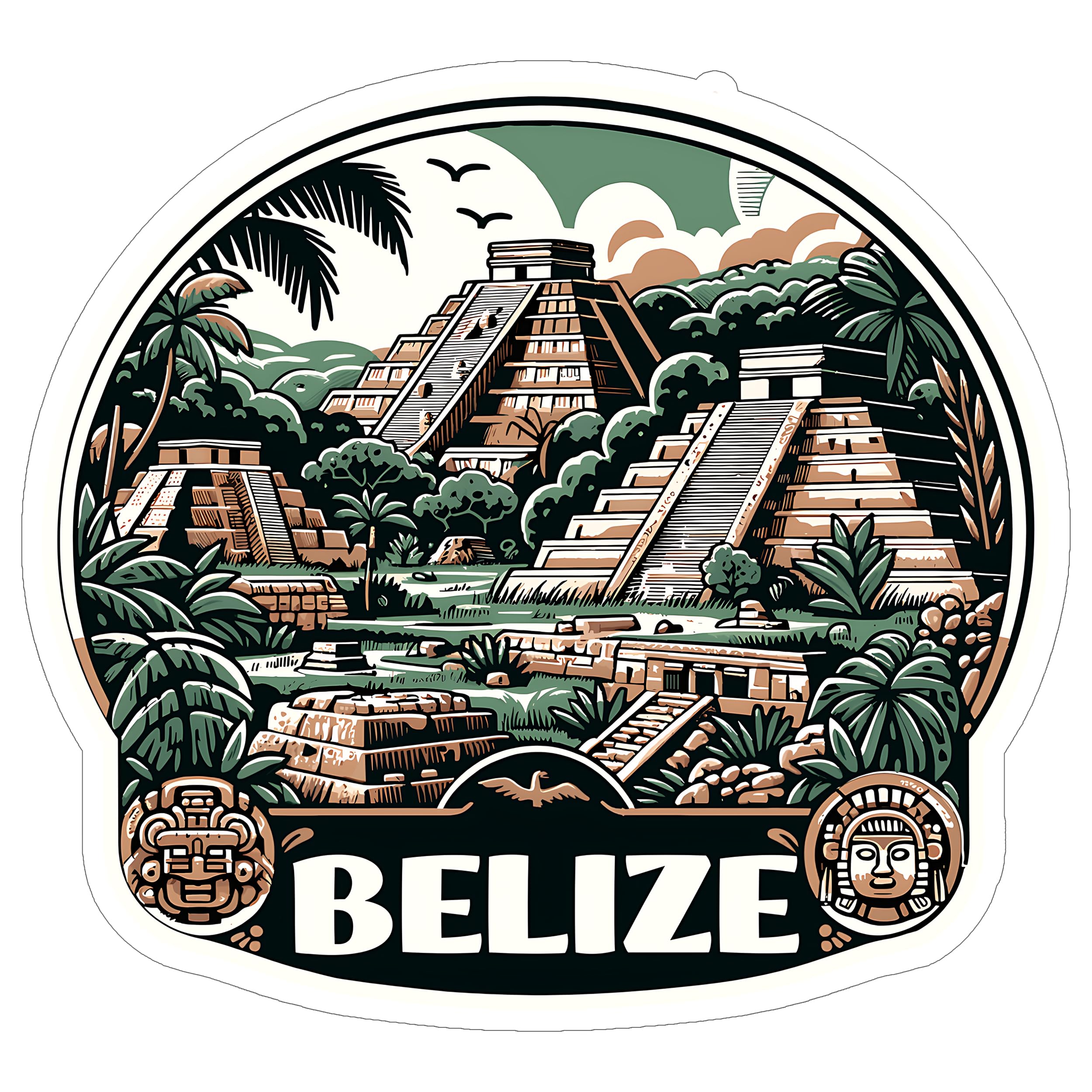 Belize Sticker 4 Inch City Travel Souvenir Destination - Waterproof Vinyl Decal for Laptop Water Bottle Car Tumbler - Durable Aesthetic Long-Lasting Stickers for Adults ID44990