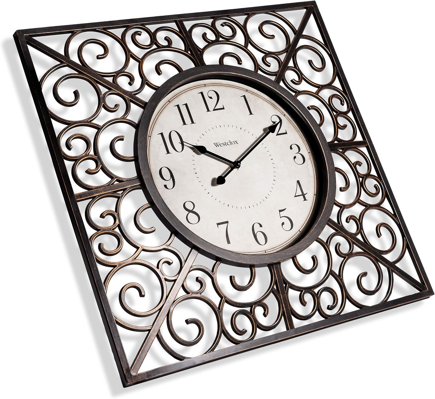 Westclox 20” Black & Gold Wall Clock with Stylish Detail, Modern Decorative Design, and Large Easy-to-Read Face, Battery Powered