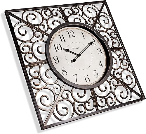 Miniatura 5 de Westclox Reloj de pared negro y dorado de 20 pulgadas con detalles elegantes, diseño decorativo moderno y cara grande fácil de leer, funciona con