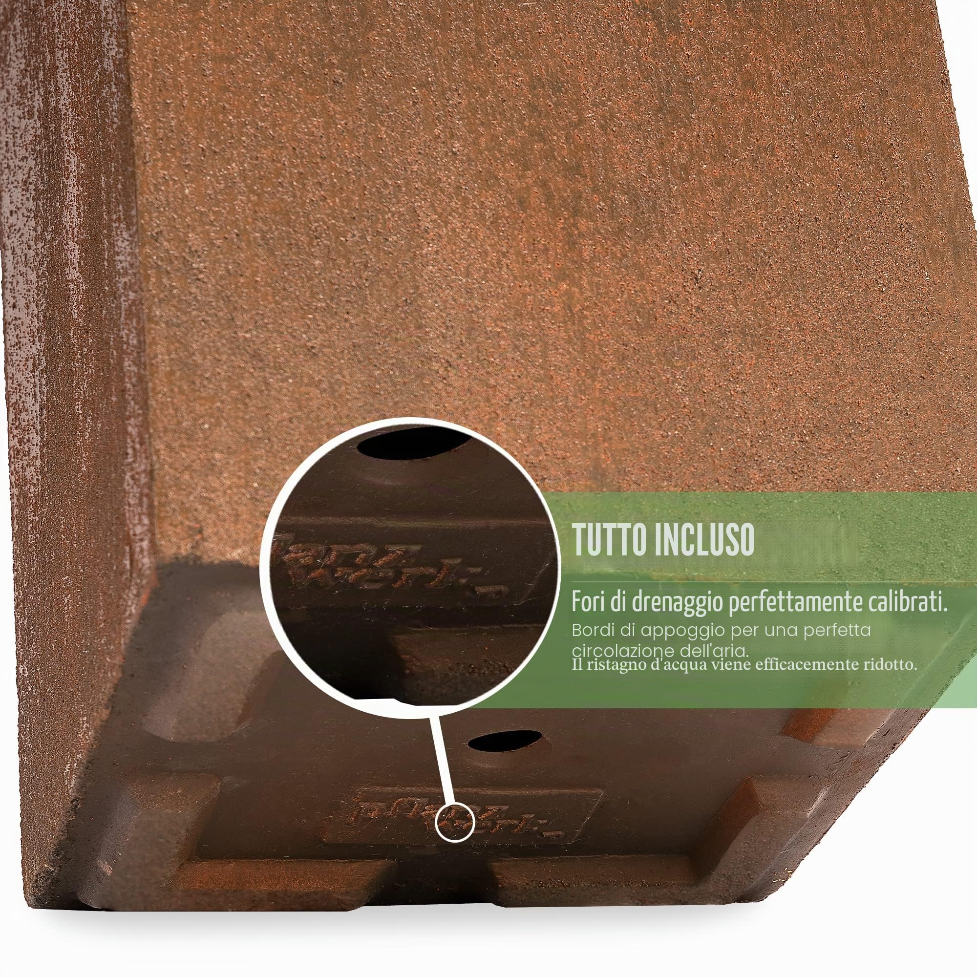 Pflanzwerk® Fioriera Vaso per fiori Portavaso TUB Ruggine Marrone 45x100x45cm *Resistente al gelo* *Protezione UV* *Europea di qualità*
