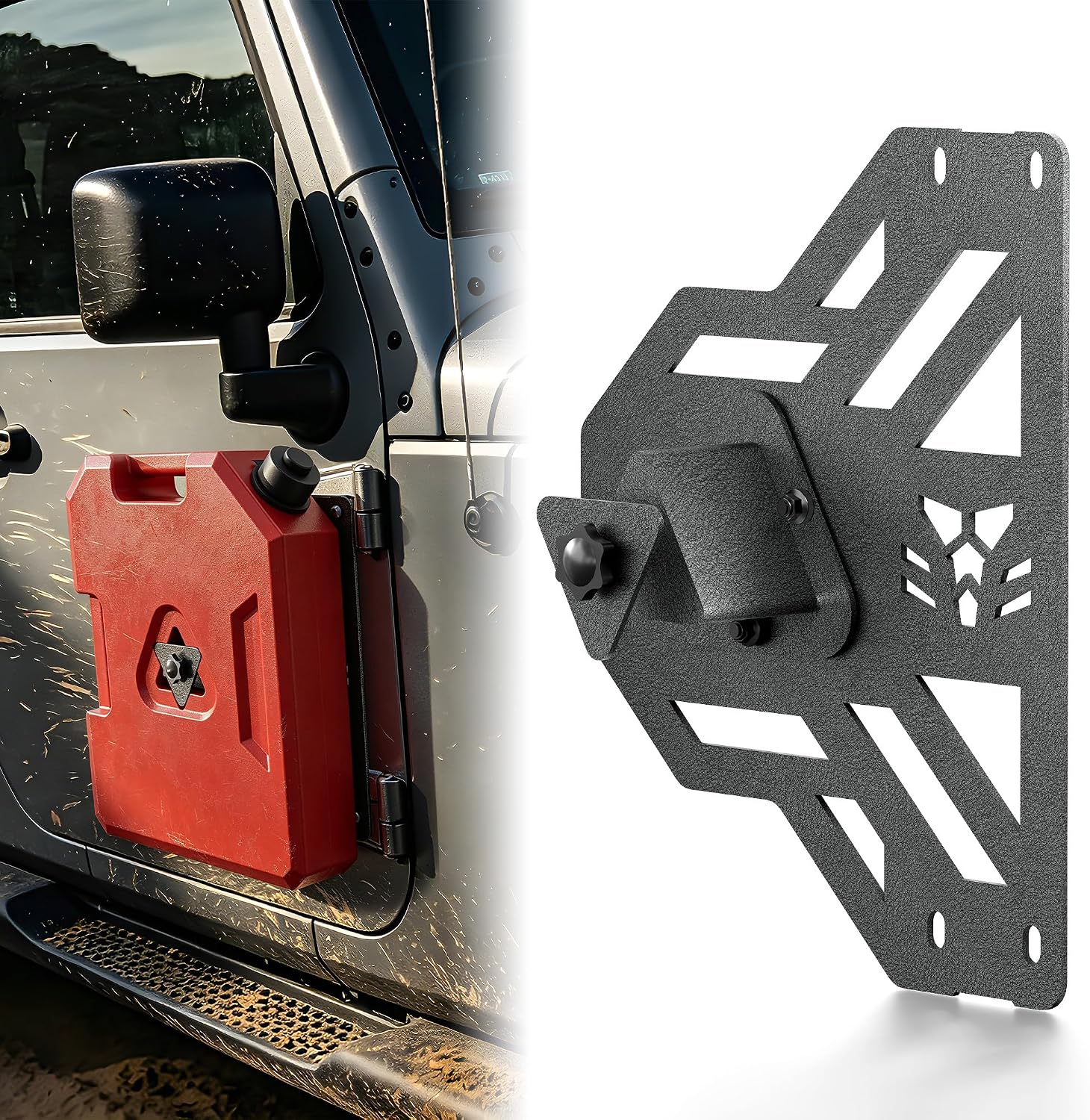 Door Mount Bracket for Gas Can – Heavy Duty Fuel Container Carrier