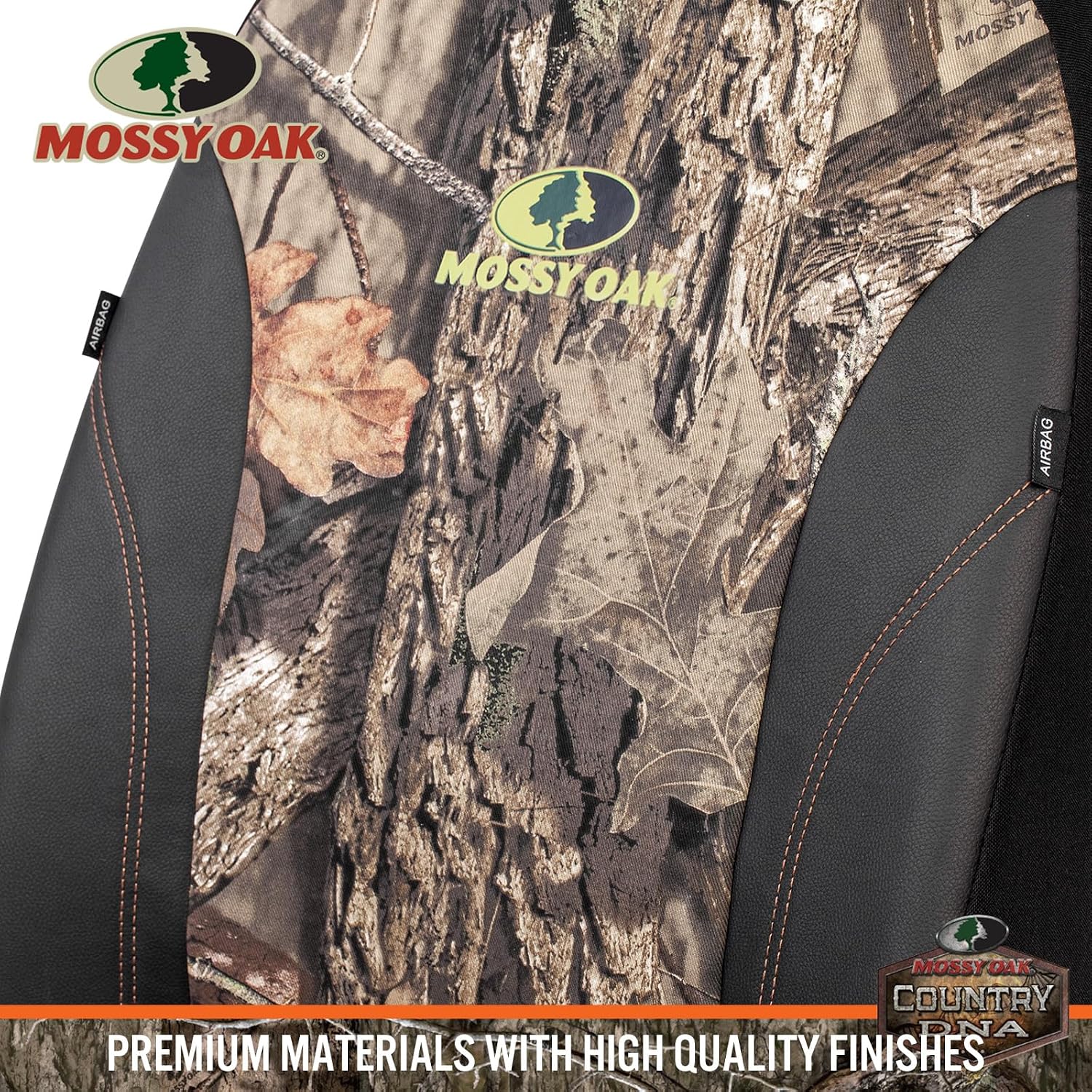 Mossy Oak Front Camo Seat Covers Low Back - Made with Premium PVC & Canvas Fabric, Airbag Compatible, Universial Fit Most Bucket Seats - Official Licensed Product