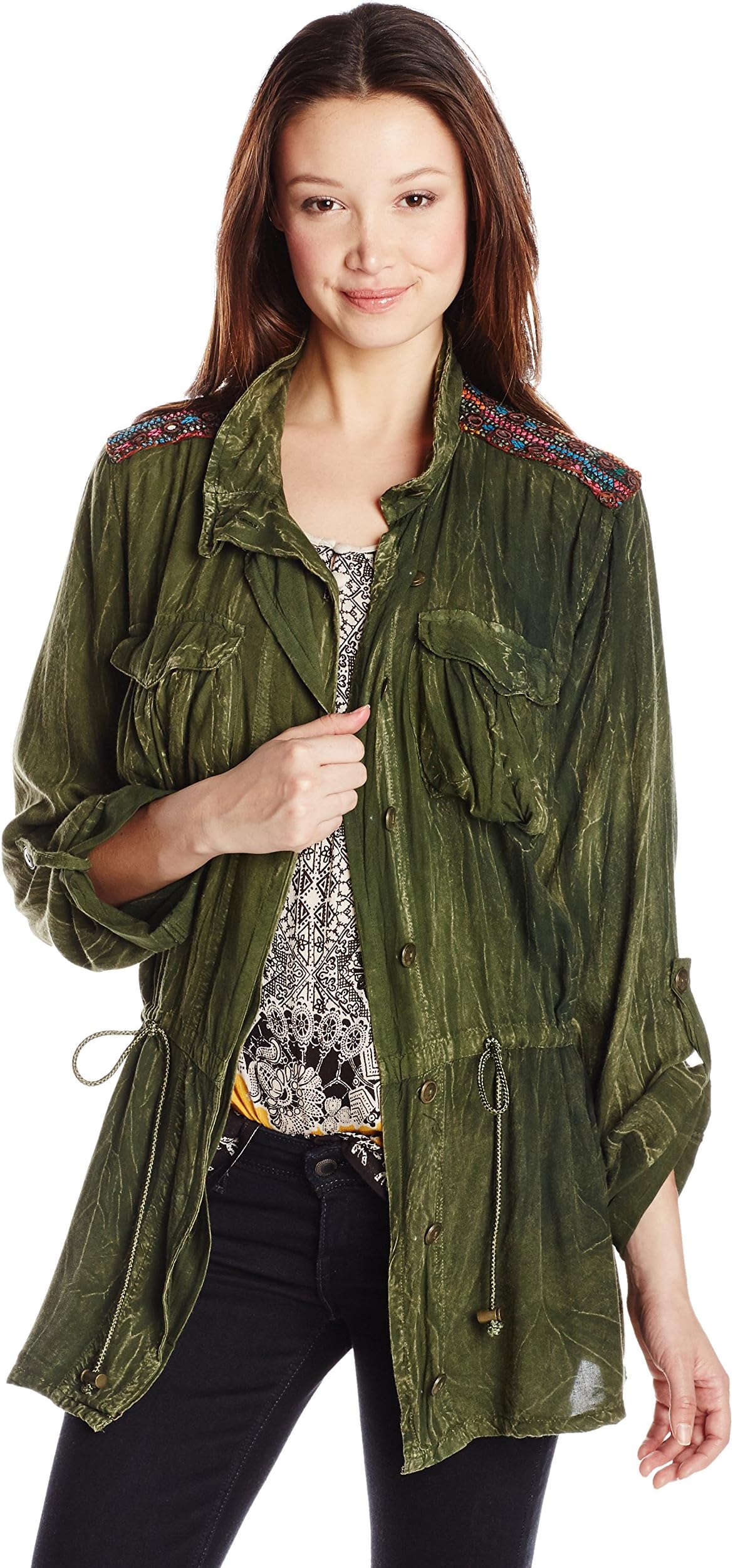 Angie Women's Long Sleeve Embroidered Jacket