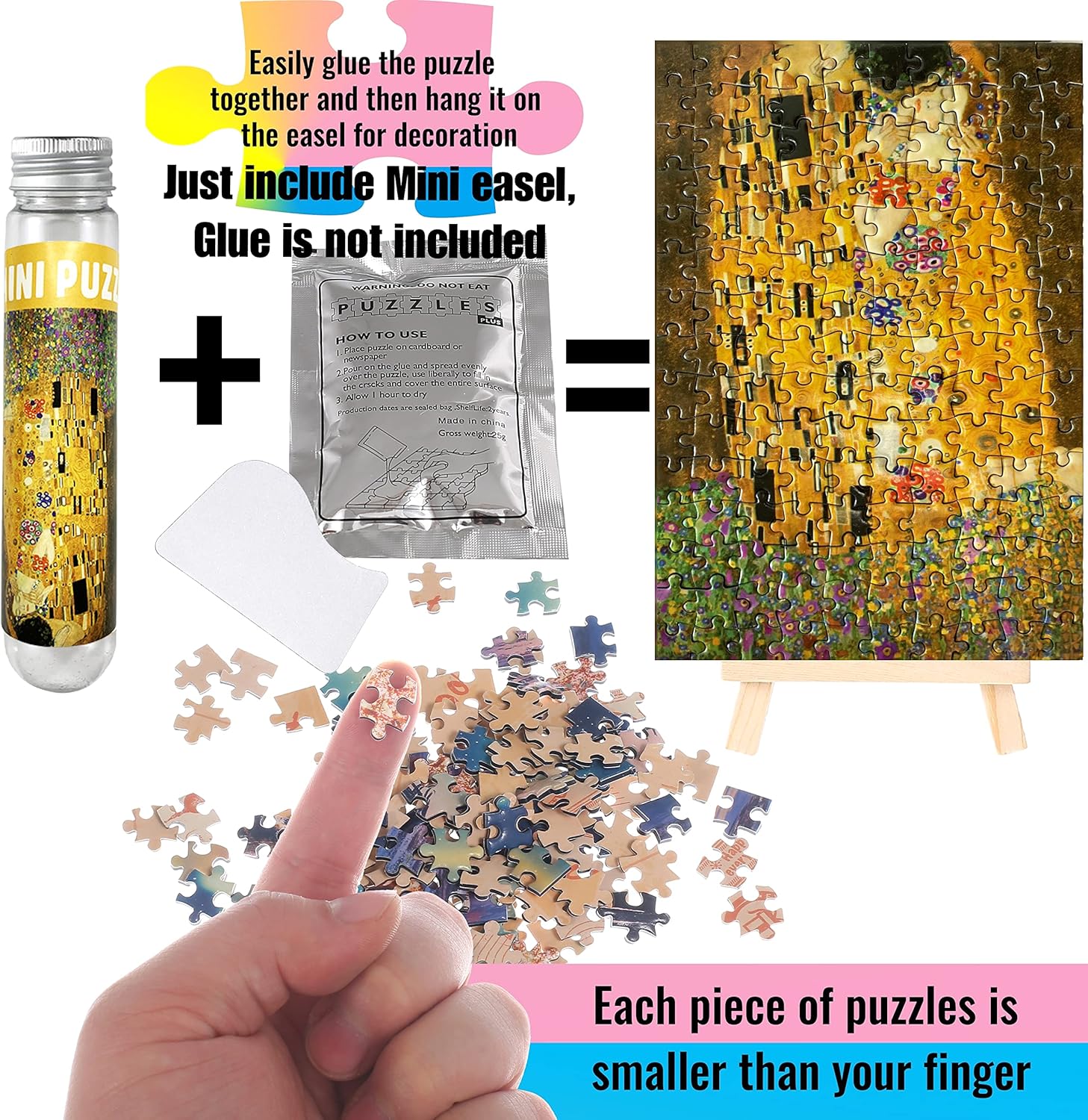 Small Jigsaw Puzzles for Adults 150 Piece Mini Jigsaw Puzzles Oil Painting 6 x 4 Inches, 3 Pcs,Mini Easel Included