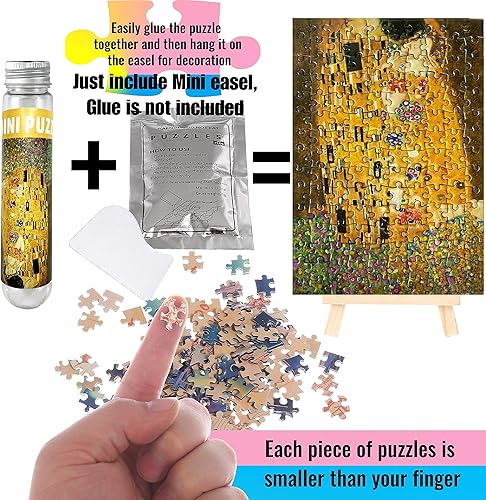 Miniatura 5 de Rompecabezas pequeños para adultos, 150 piezas, mini rompecabezas de pintura al óleo de 6 x 4 pulgadas, 3 piezas, mini caballete incluido