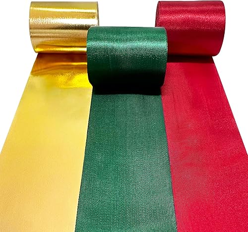 Cinta de satén de Navidad  215.6 ft de ancho rojo, verde, dorado para Feliz Navidad, vacaciones, manualidades, regalos, envoltura, invitaciones,
