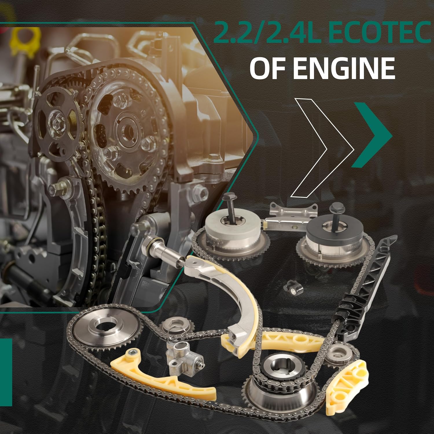 Head Gasket Set Timing Chain Kit Water Pump VCT Selenoid Actuator Gear For Chevy Equinox/Malibu/Cobalt/Impala for GMC Terrain for Buick Regal/Lacrosse 2.2/2.4L Ecotec 2009-2017 9-4201S HS26517PT