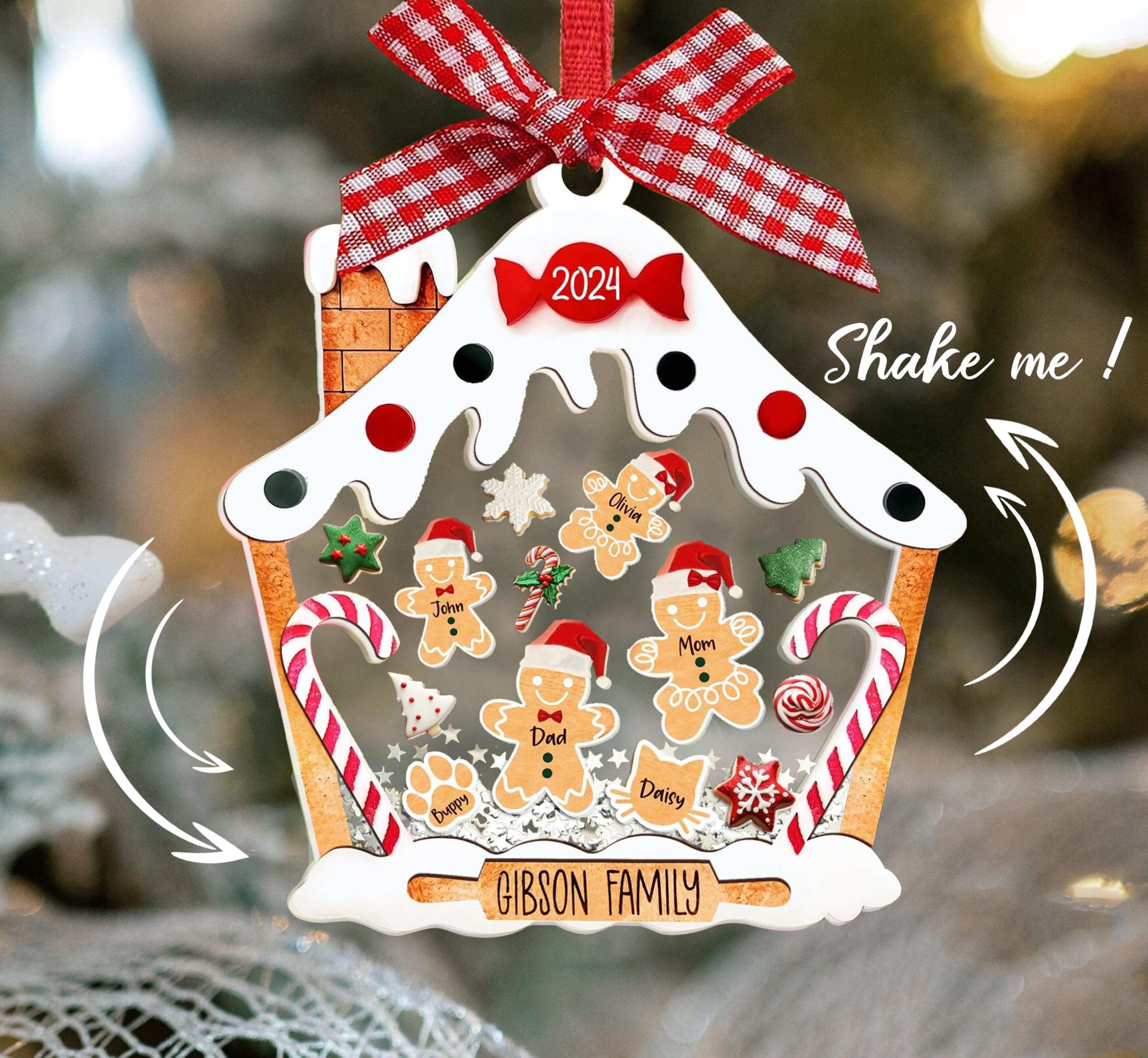 Amazon.com: Personalized Family Ornament with Pets, Custom Family ...