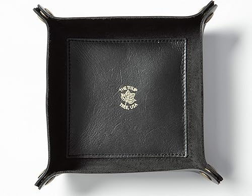 Bandeja de valet de cuero de alta calidad hecha a mano de Estados Unidos, se pliega y organizador con broches de latón para llaves, joyas, monedas,