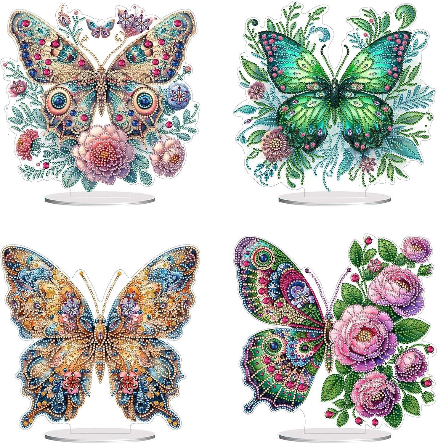 DoxQcs PVC DIY Dot Diamond Ornaments for Adults, Diamond Art Painting Home Decoration Desktop Ornaments for Home Office Decor (Single Side Dot Diamond)-#37-4PC