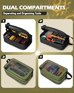 Marscamd 2 Pack Tool Pouch with Dual Compartments, 12 Tool Bag