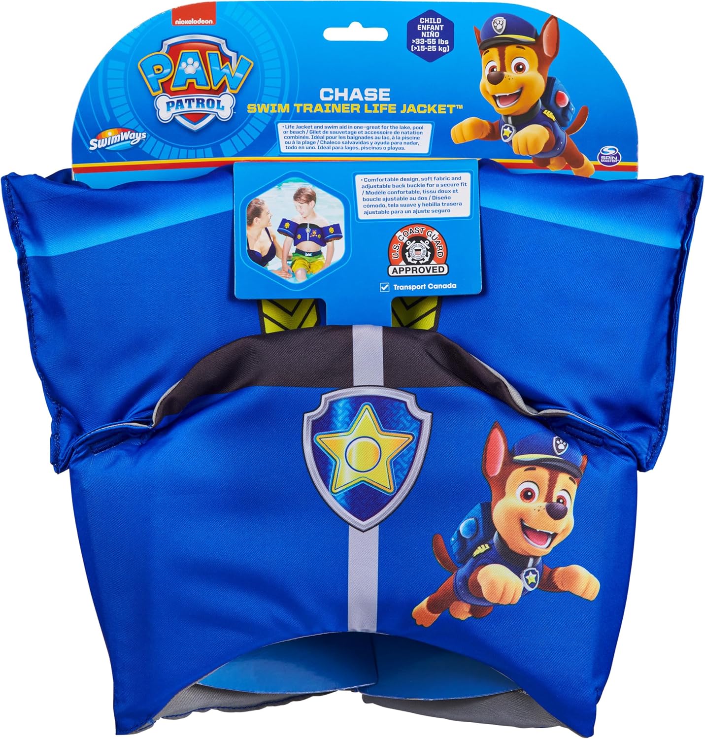 SwimWays Nickelodeon Paw Patrol Learn-to-Swim USCG Approved Kids Life Jacket, Chase