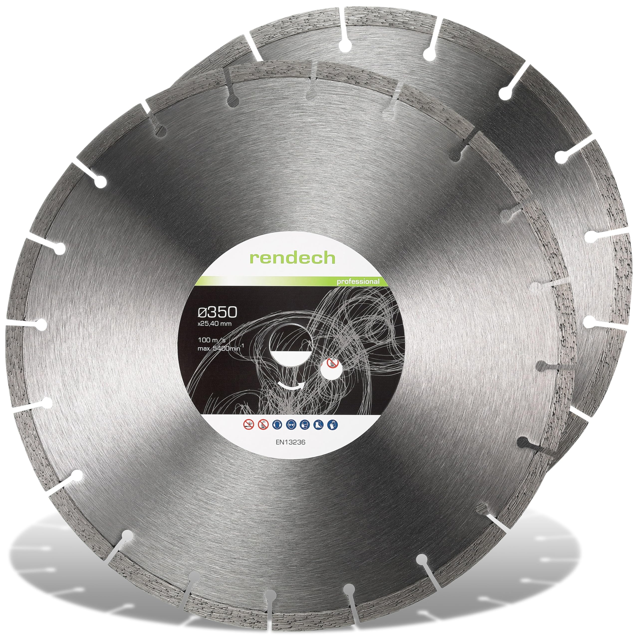2 dischi diamantati professionali da 350 x 25,4 mm, per calcestruzzo, pietra, pietra naturale, ecc. Disco da taglio diamantato ad alta potenza di taglio, per frese a secco e bagnato