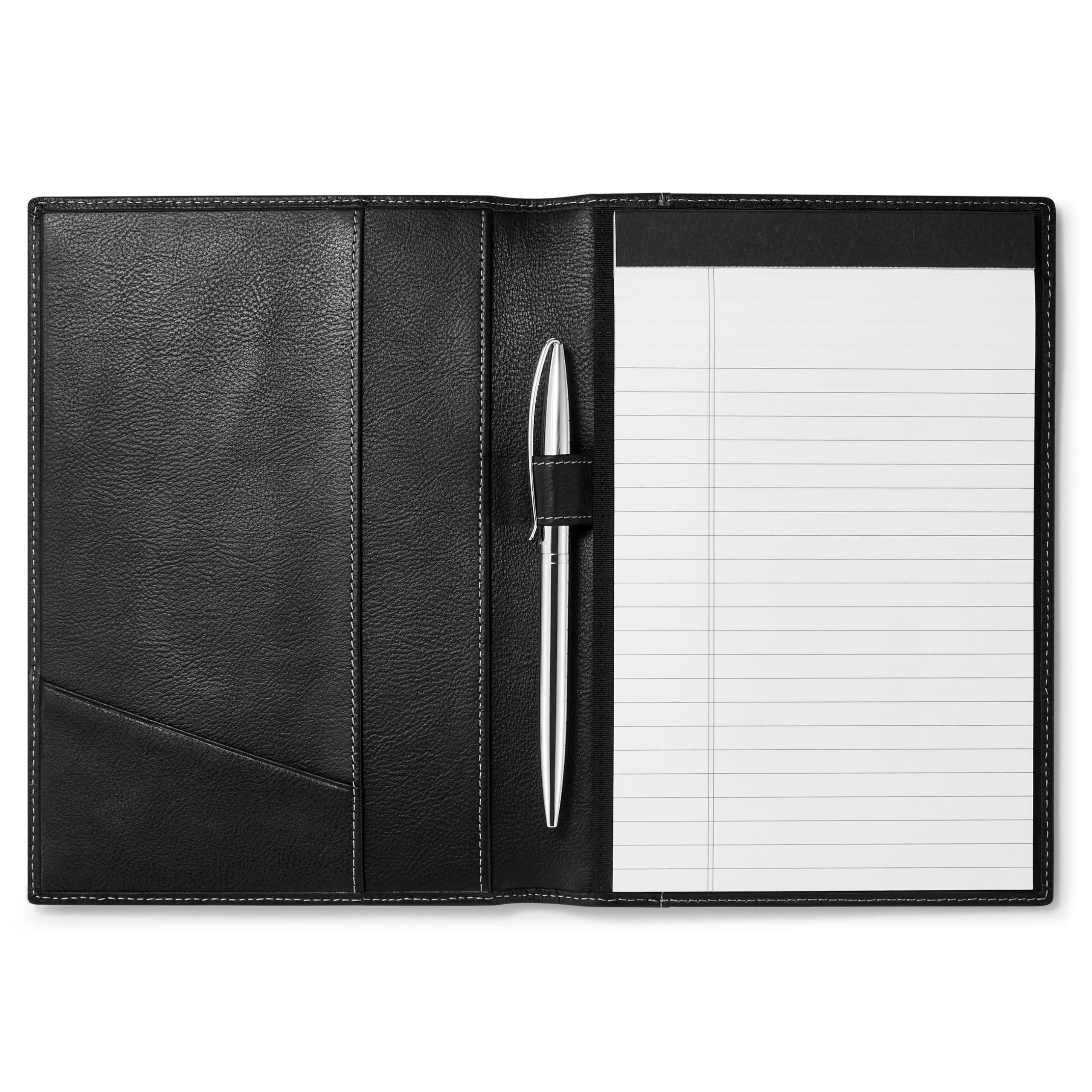 Padfolio in pelle per uomo e donna con passante per penna, pelle di vitello italiana, cartella per notebook (vintage nero)